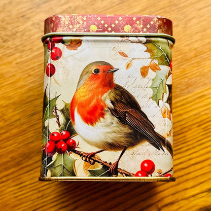 ‘Vintage Robin' Small Square Tin