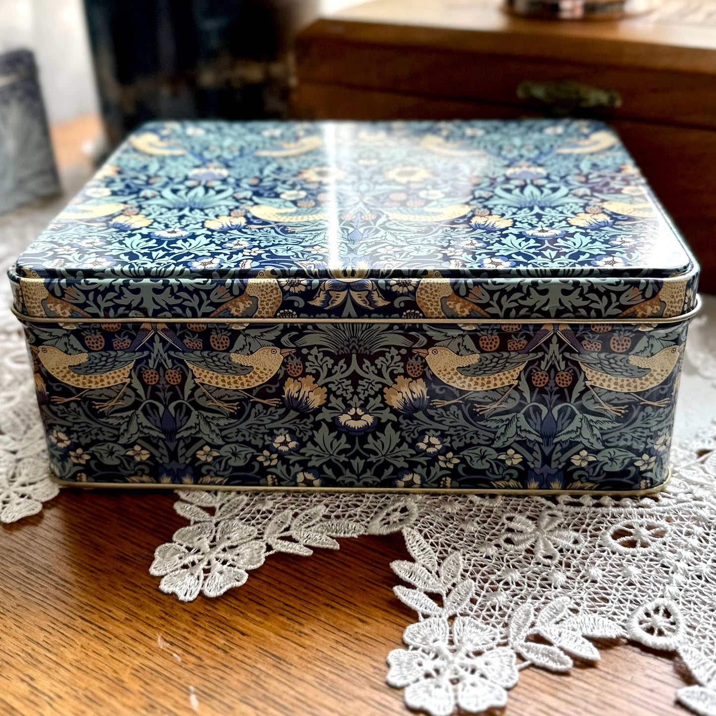 William Morris 'Strawberry Thief' Large Rectangular Collectible Tin