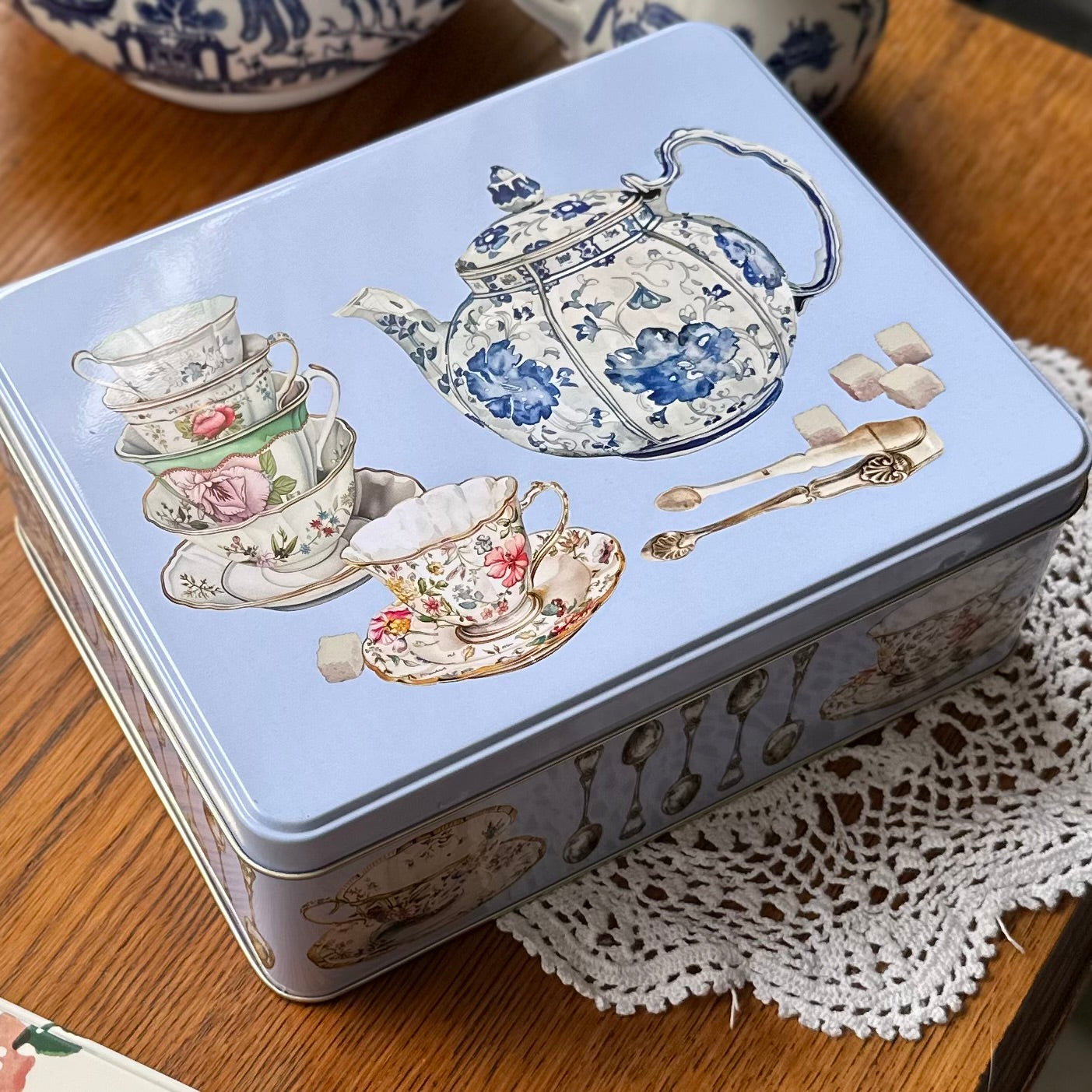 Cup & Spoon Large Rectangular Collectible Tin