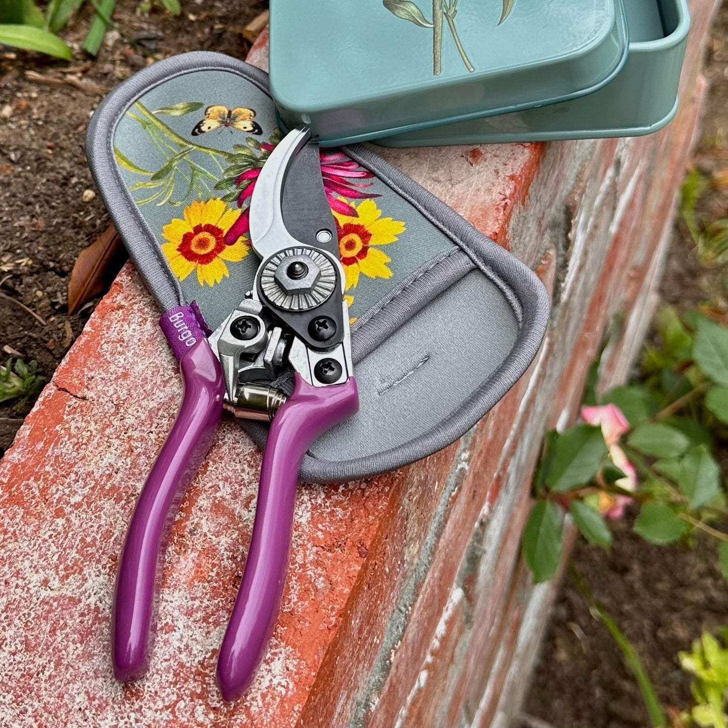 Burgon & Ball RHS 'Asteraceae Collection' Pruner and Holster Set - Hollyhock Hill