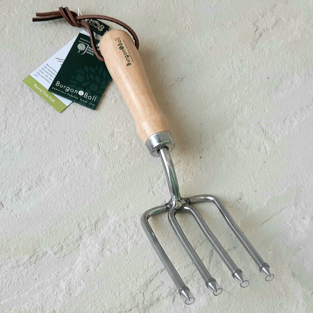 Burgon & Ball RHS Stainless Steel Round Tined Hand Fork - Hollyhock Hill