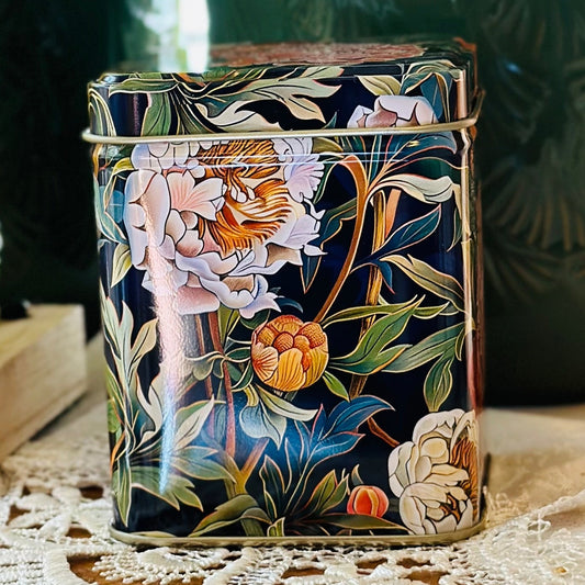 'Peony' Arts and Crafts Small Square Tin - Hollyhock Hill
