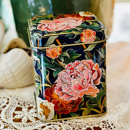 'Peony' Arts and Crafts Small Square Tin - Hollyhock Hill