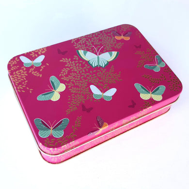 'Pink Butterfly' by Sara Miller London Small Rectangle Tin - Hollyhock Hill