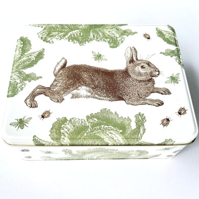 'Rabbit & Cabbage' by Thornback & Peel Large Rectangle Tin - Hollyhock Hill