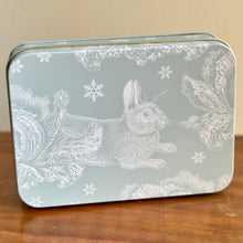 Load image into Gallery viewer, &#39;Winter Rabbit&#39; by Thornback &amp; Peel Small Rectangular Collectable Tin - Hollyhock Hill
