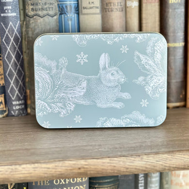 'Winter Rabbit' by Thornback & Peel Small Rectangular Collectable Tin - Hollyhock Hill